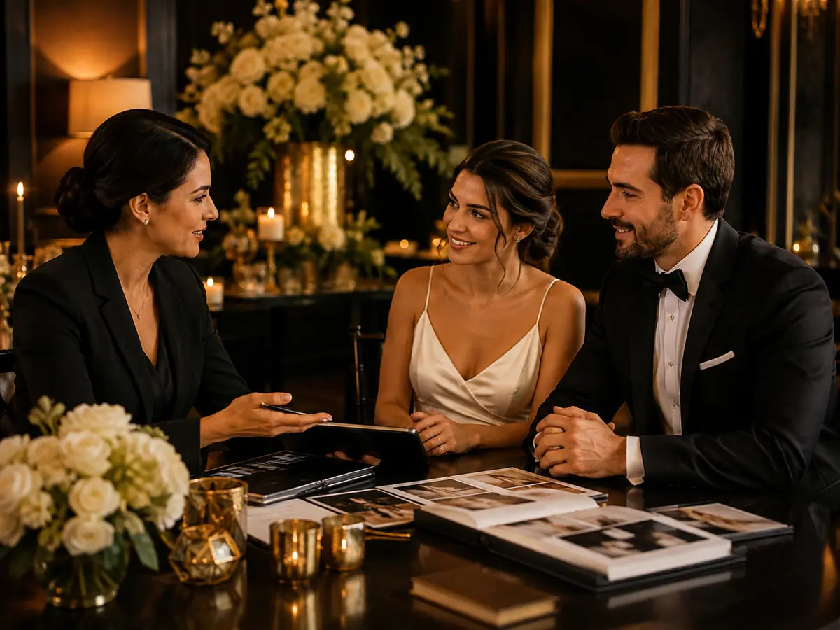 Authorized event planner consulting with clients