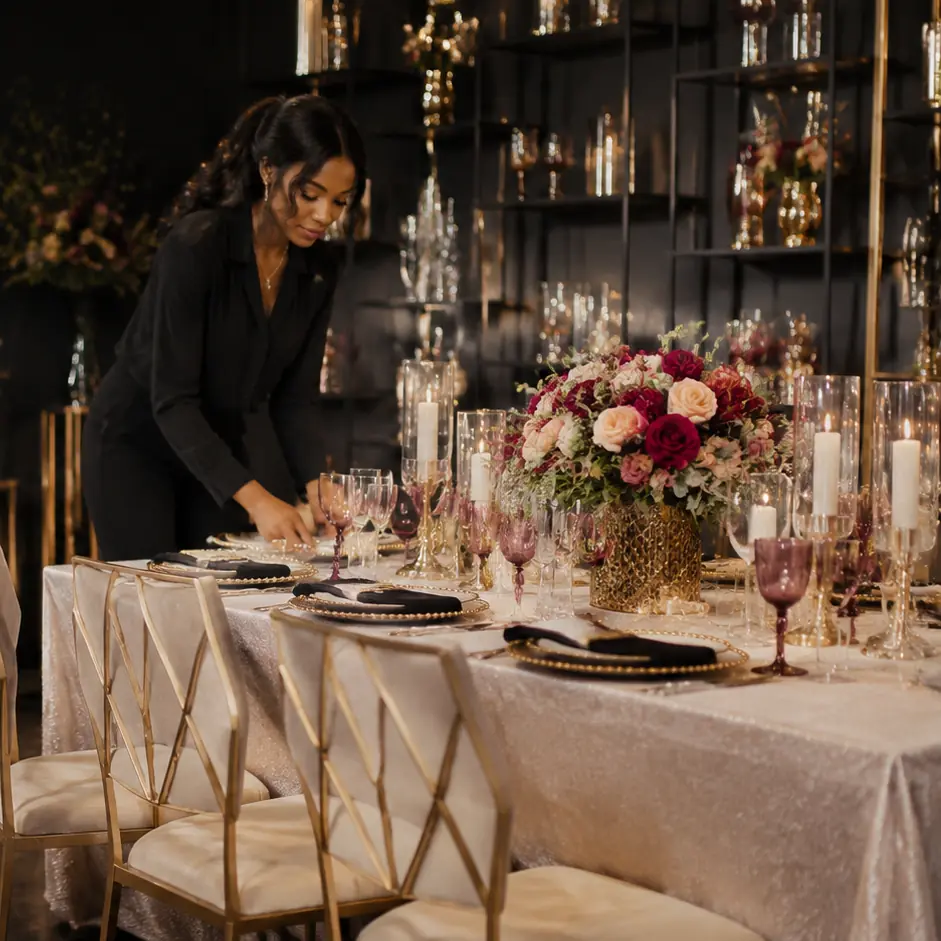 Premium event vendor preparing an approved placement environment